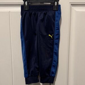 Puma Kids Dark Blue Joggers with Yellow Logo